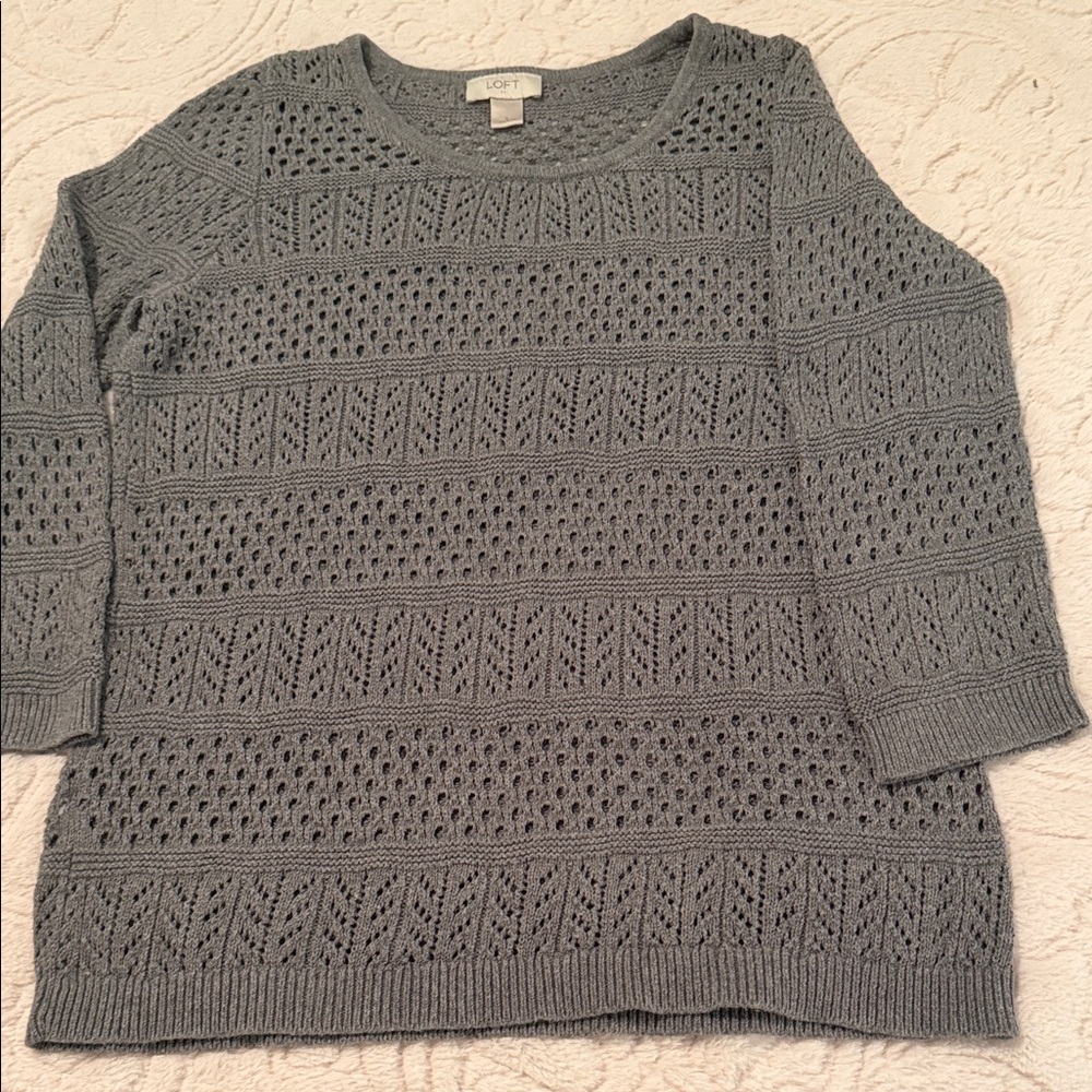 LOFT Textured Knit Gray Sweater